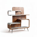 Open kast van hout en metaal met meerdere planken en een afmeting van 80 x 40 x 120 cm
