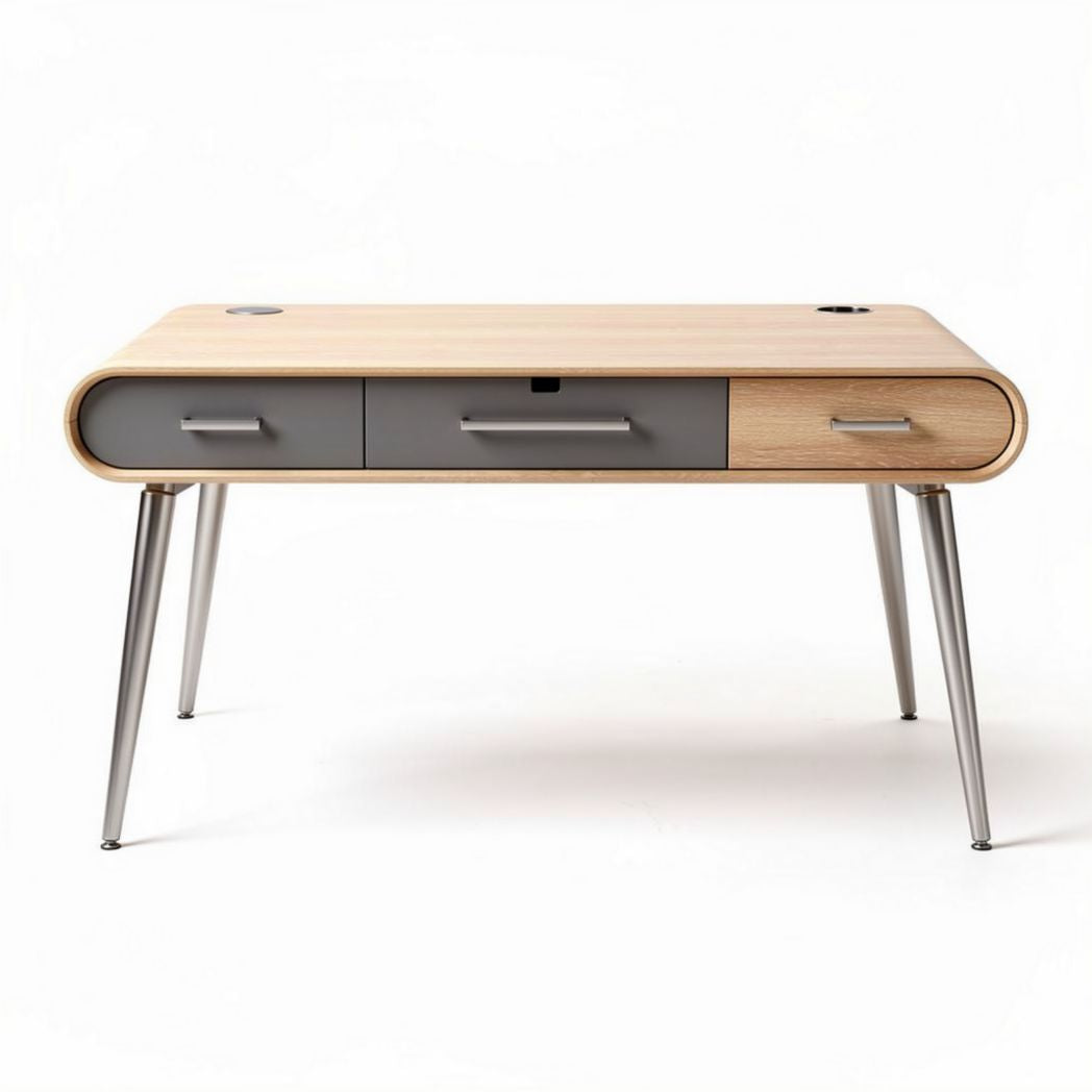 Bureau van hout en metaal met afmetingen 120 x 60 x 75 cm en lades