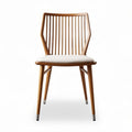 Houten stoel met kussens in beige en afmetingen 45 x 45 x 85cm