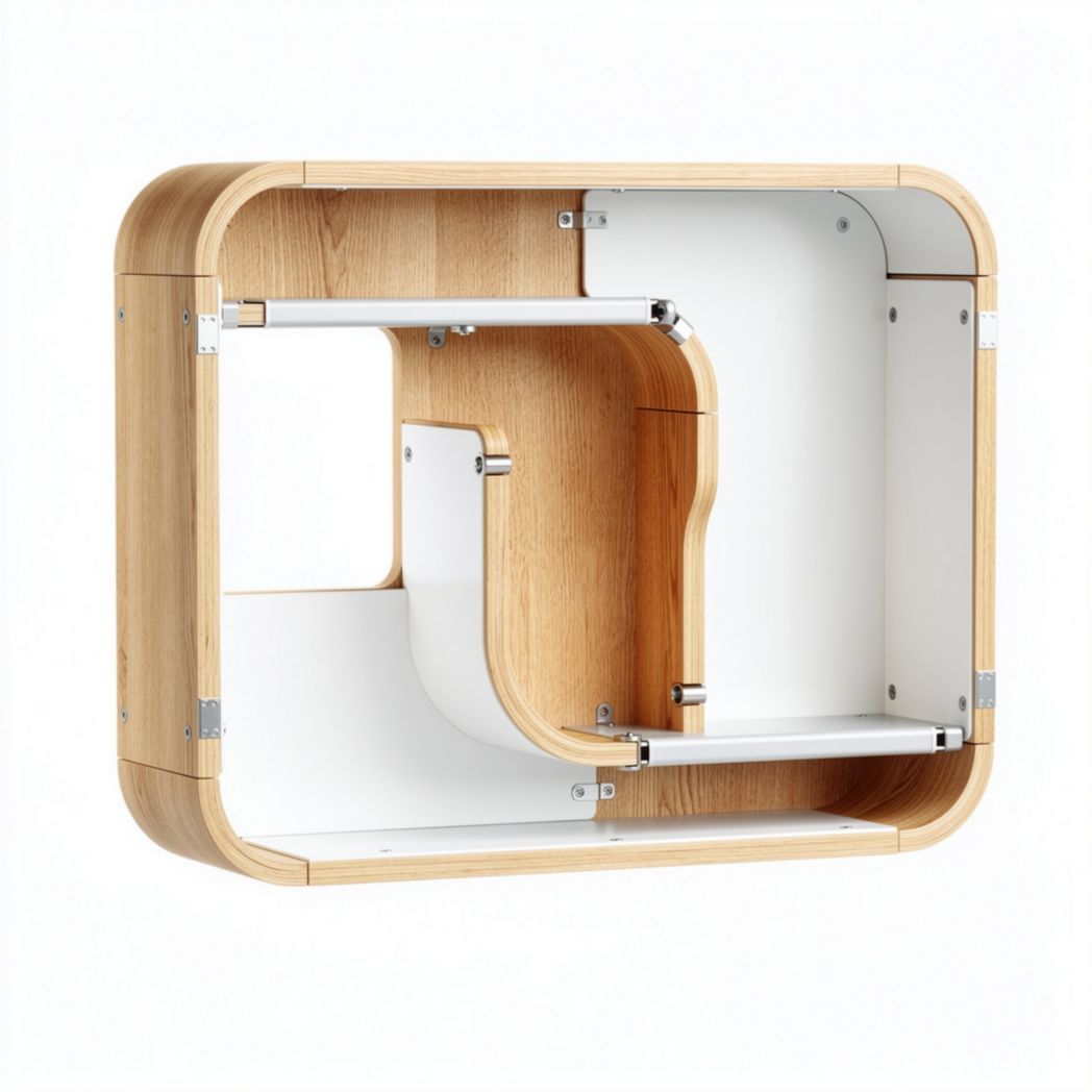 Murenplank van duurzaam bamboe en wit melamine 50 x 40 x 25cm