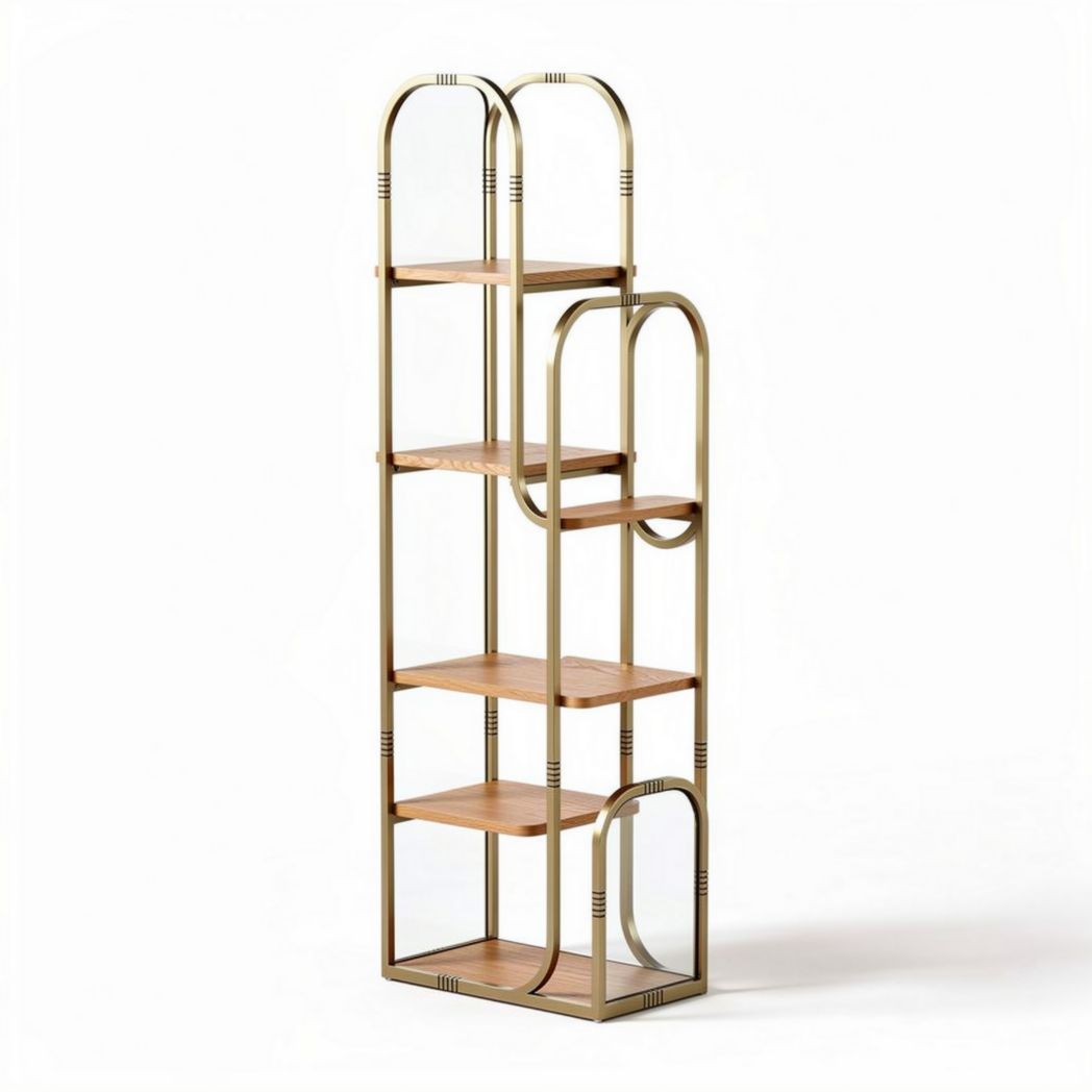 Metalen boekenplank met houten planken en afmetingen 30 x 50 x 150cm