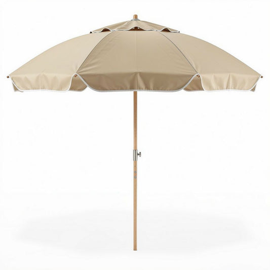 Parasoll met houten stok 200 x 200 x 250cm in beige kleur voor buitengebruik