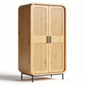 houten kast met geperforeerde deuren en metalen poten 80 x 40 x 180cm