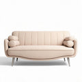 Bureau sofa met rollen kussens in lichtbeige stof 180 x 85 x 70cm