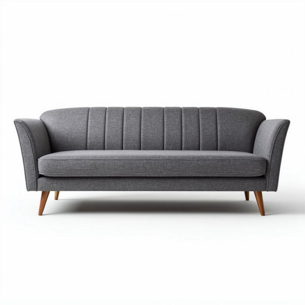 Grijs stoffen bank met houten poten 180 x 75 x 85cm voor woonkamer